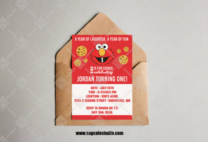 Copy of 1st Birthday, Baby Boy Birthday Party, Cookie Monster Sesame Street Themed Birthday Invitation, Digital Download Party Invite, Any Age Birthday Flyer