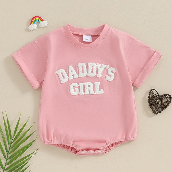 DADDY'S GIRL Oversized Romper - Baby Girl Bubble Romper - Baby Girl Outfit - Baby Graphic Romper