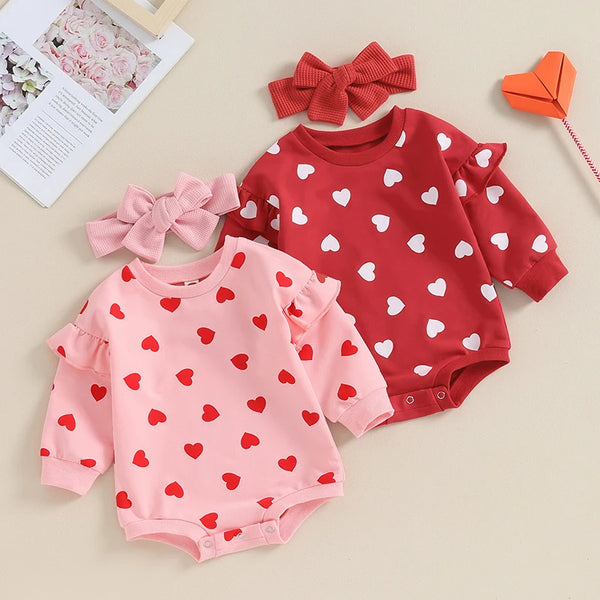 Valentine's Day Baby Girls Rompers Clothes Heart, Valentines Day Girl Romper Toddler Valentines Day Valentine Day Romper for Girls Toddler Valentines Day Gift