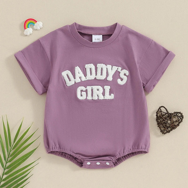 DADDY'S GIRL Oversized Romper - Baby Girl Bubble Romper - Baby Girl Outfit - Baby Graphic Romper