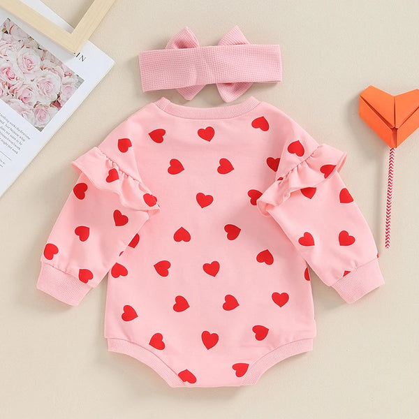 Valentine's Day Baby Girls Rompers Clothes Heart, Valentines Day Girl Romper Toddler Valentines Day Valentine Day Romper for Girls Toddler Valentines Day Gift