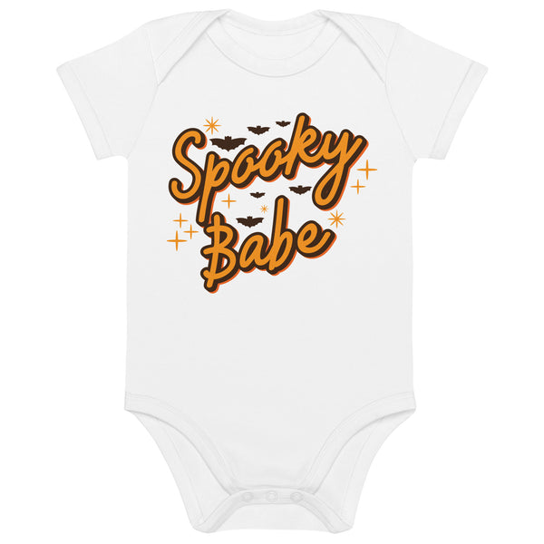 Organic cotton baby bodysuit, Baby Spooky Babe Tshirt, Fall, Autumn, Halloween, fun halloween Rompers, trendy halloween