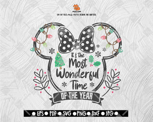 Minnie Mouse It's The Most Wonderful Time Of The Yrar SVG File, Thanksgiving Themed DXF, Fall Vinyl Cutting File, PNG Lettering Typography Digital File Download - DXF EPS PNG JEPG SVG PNG