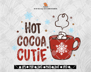 Hot Cocoa Cutie SVG Merry Christmas Merry & Bright SVG Christmas SVG Clipart for Silhouette Cricut Cutting Machine Design