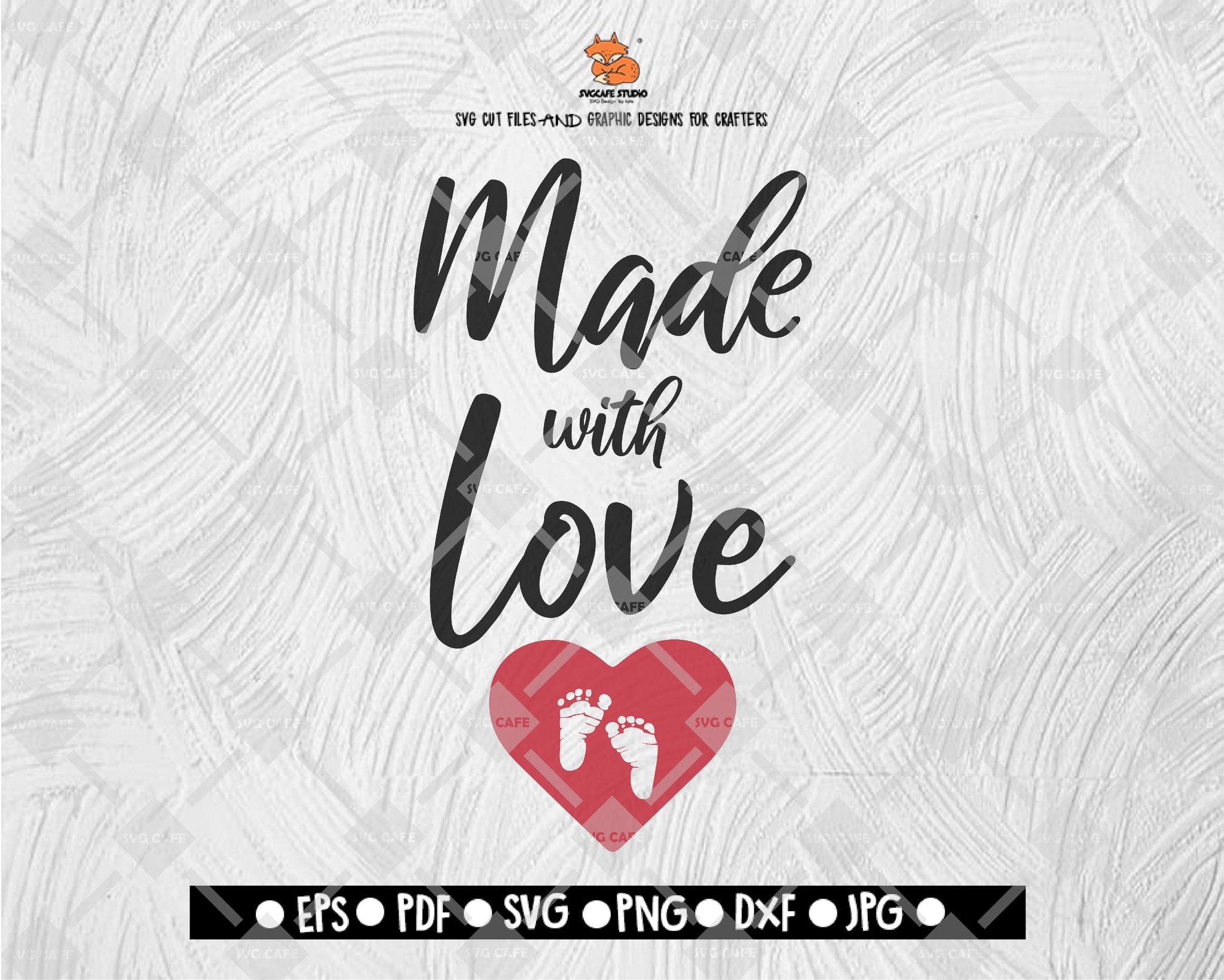 Made with Love SVG - Valentine Love SVG - Valentine's Day SVG Clipart Vector for Silhouette, Cricut Cutting Machine Digital File Download