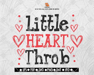 Little Heart Throb SVG - Valentine Love SVG - Kids Valentine's Day SVG Clipart Vector for Silhouette, Cricut Cutting Machine Digital File Download