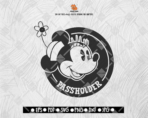 Minnie Mouse Vintage passholder SVG Disney Digital File Download - DXF EPS PNG JEPG SVG PNG
