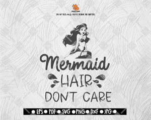 The little mermaid SVG File Mermaid Hair Don Care SVG Silhouette Cut File Cricut Digital File Download - DXF EPS PNG JEPG SVG PNG