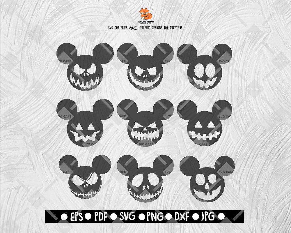 Mickey Halloween Face SVG Disney Land Halloween Digital File Download - DXF EPS PNG JEPG SVG PNG
