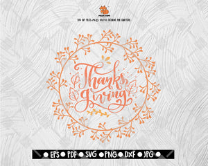 Thanksgiving Blessed, SVG File, Thanksgiving Themed DXF, Fall Vinyl Cutting File, PNG Lettering Typography Digital File Download - DXF EPS PNG JEPG SVG PNG