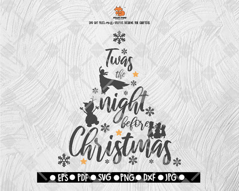Twas The Night Before Christmas Elsa SVG File, Christmas Time DXF, Fall Vinyl Cutting File, Digital File Download - DXF EPS PNG JEPG SVG PNG