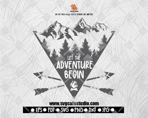 Let the Adventure Begin, adventure svg, camping svg, camper svg, travel svg, glamping svg • Cricut • Silhouette, File