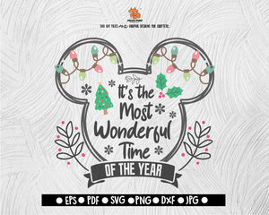 It's the Most Wonderful Time of the Year Svg, Mickey Mouse Christmas Svg, Merry Christmas Svg, Christmas Cut Files