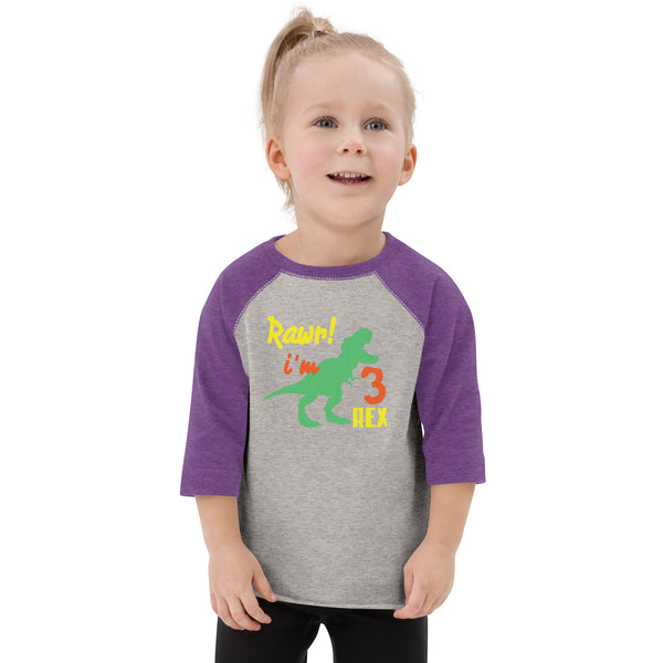 Rawr i'm Three Rex, Three years birthday shirt, Dinosaur, 3rd birthday T-shirt, Birthday boy T-shirt, Toddler baseball shirt