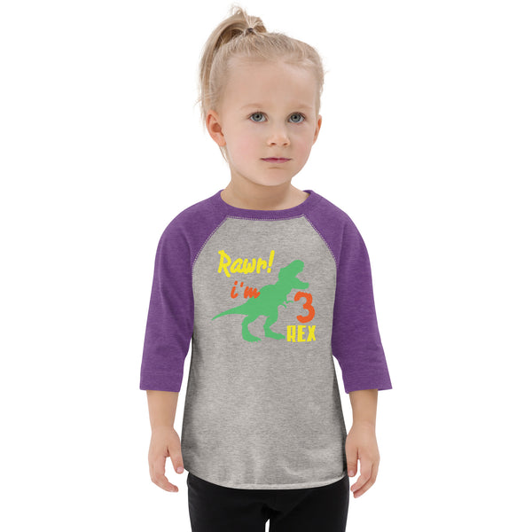 Rawr i'm Three Rex, Three years birthday shirt, Dinosaur, 3rd birthday T-shirt, Birthday boy T-shirt, Toddler baseball shirt