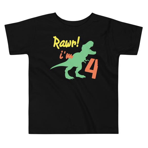Rawr I'm four, Rawr I'm 4 - 4th Birthday Dinosaur Shirt, Four, Fourth Birthday Tee, Dino Shirt, Dinosaur Party, Four years old, Funny, Trendy KidsToddler Short Sleeve Tee