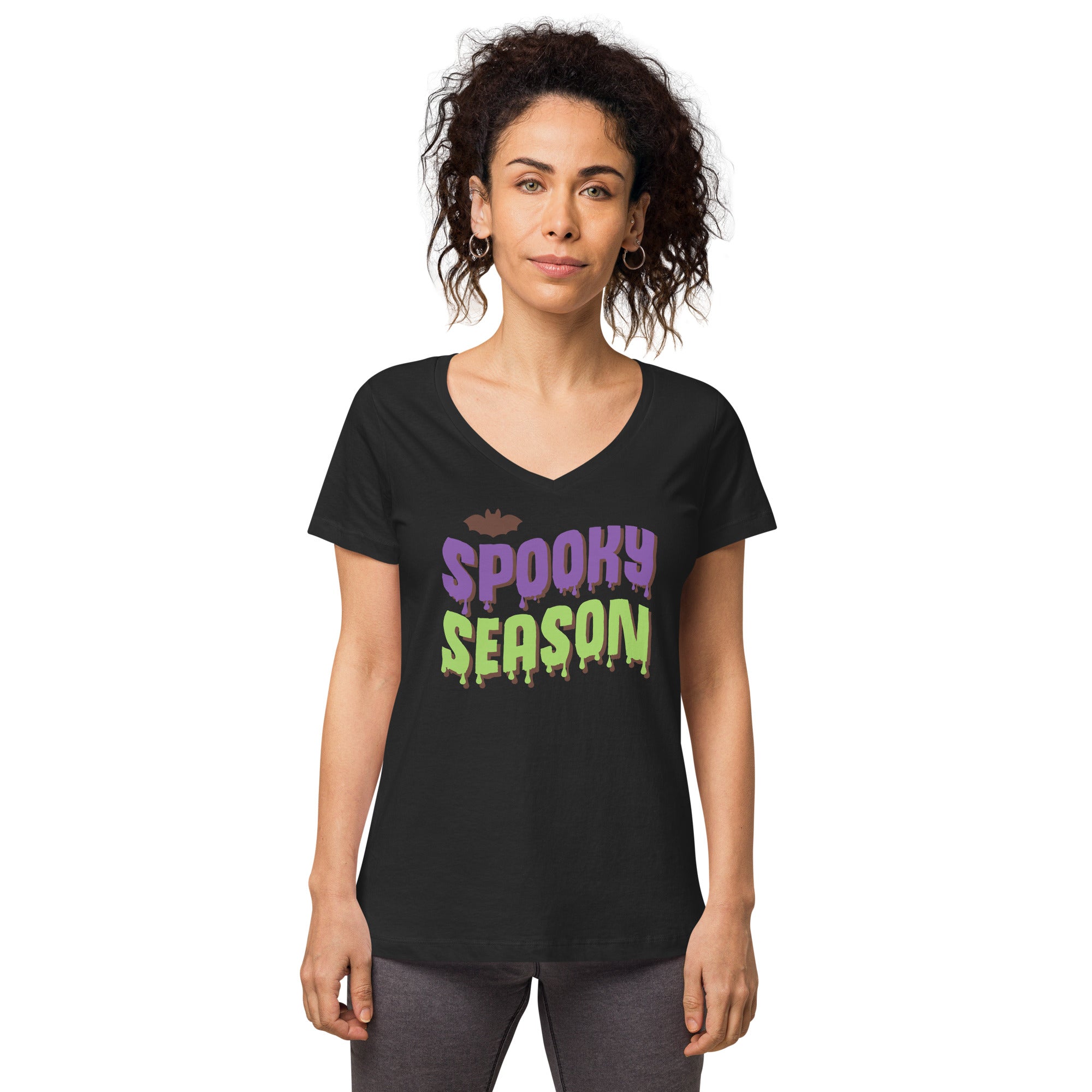 Spooky Season Shirt,Fall Shirt, Spooky Season Halloween Shirt, Halloween T-shirt, Halloween vibes, Women’s fitted v-neck t-shirt